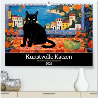 CALVENDO Kunstvolle Katzen (hochwertiger Premium Wandkalender 2026 DIN A2 quer), Kunstdruck in Hochglanz: Kalender mit kunstvoll gestalteten Katzen ( Tiere) CALVENDO Kunstvolle Katzen (hochwertiger Premium Wandkalender 2026 DIN A2 quer), Kunstdruck in Hochglanz: Kalender mit kunstvoll gestalteten Katzen ( Tiere)