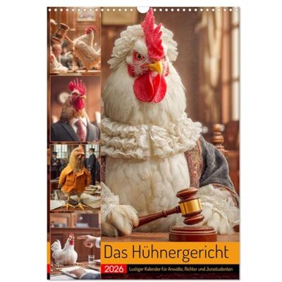 CALVENDO Das Hühnergericht Lustiger Kalender für Anwälte, Richter und Jurastudenten (Wandkalender 2026 DIN A3 hoch), Monatskalender: Das ... für Juristin. Humor pur! ( Spass) CALVENDO Das Hühnergericht Lustiger Kalender für Anwälte, Richter und Jurastudenten (Wandkalender 2026 DIN A3 hoch), Monatskalender: Das ... für Juristin. Humor pur! ( Spass)