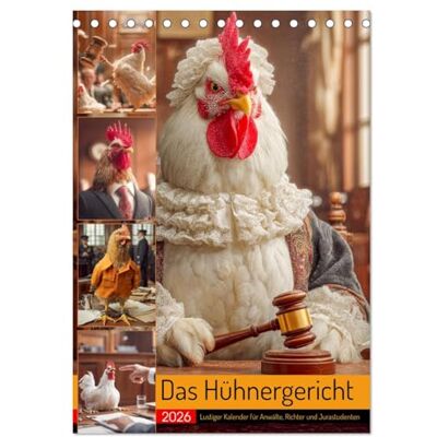 CALVENDO Das Hühnergericht Lustiger Kalender für Anwälte, Richter und Jurastudenten (Tischkalender 2026 DIN A5 hoch), Monatskalender: Das ... für Juristin. Humor pur! ( Spass) CALVENDO Das Hühnergericht Lustiger Kalender für Anwälte, Richter und Jurastudenten (Tischkalender 2026 DIN A5 hoch), Monatskalender: Das ... für Juristin. Humor pur! ( Spass)