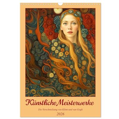 CALVENDO Künstliche Meisterwerke (Wandkalender 2026 DIN A3 hoch), Monatskalender: Die Verschmelzung von Klimt und van Gogh ( Kunst) CALVENDO Künstliche Meisterwerke (Wandkalender 2026 DIN A3 hoch), Monatskalender: Die Verschmelzung von Klimt und van Gogh ( Kunst)