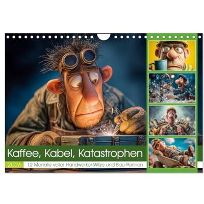 CALVENDO Kaffee, Kabel, Katastrophen (Wandkalender 2026 DIN A4 quer), Monatskalender: Dieser Handwerker-Humor-Kalender bringt mit witzigen Cartoons, ... oder in die Werkstatt. ( Spass) CALVENDO Kaffee, Kabel, Katastrophen (Wandkalender 2026 DIN A4 quer), Monatskalender: Dieser Handwerker-Humor-Kalender bringt mit witzigen Cartoons, ... oder in die Werkstatt. ( Spass)