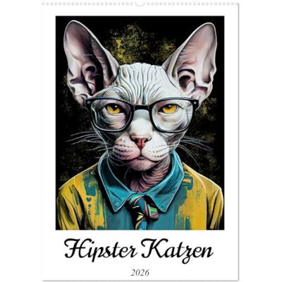 CALVENDO Hipster Katzen (Wandkalender 2026 DIN A2 hoch), Monatskalender: Der Hipster Katzen Kalender präsentiert coole und trendige Katzen mit einem ... und künstlerischer Note. ( Tiere) CALVENDO Hipster Katzen (Wandkalender 2026 DIN A2 hoch), Monatskalender: Der Hipster Katzen Kalender präsentiert coole und trendige Katzen mit einem ... und künstlerischer Note. ( Tiere)