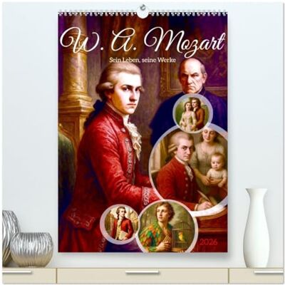 CALVENDO Wolfgang Amadeus Mozart. Sein Leben, seine Werke (hochwertiger Premium Wandkalender 2026 DIN A2 hoch), Kunstdruck in Hochglanz: Ein Kalender zwischen Biografie und Opernzauber ( Kunst) CALVENDO Wolfgang Amadeus Mozart. Sein Leben, seine Werke (hochwertiger Premium Wandkalender 2026 DIN A2 hoch), Kunstdruck in Hochglanz: Ein Kalender zwischen Biografie und Opernzauber ( Kunst)