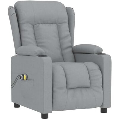 vidaXL Massagesessel Elektrisch Hellgrau Stoff vidaXL Massagesessel Elektrisch Hellgrau Stoff