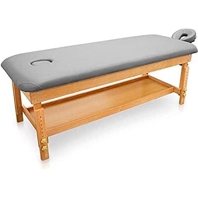 Quirumed Easy Fixed Massagetisch aus Holz, silberfarben, Massagebett, Kunstleder, höhenverstellbar, abnehmbarer Kopf, Armlehnentablett, hochdichte Polsterung, bis zu 220 kg Quirumed Easy Fixed Massagetisch aus Holz, silberfarben, Massagebett, Kunstleder, höhenverstellbar, abnehmbarer Kopf, Armlehnentablett, hochdichte Polsterung, bis zu 220 kg