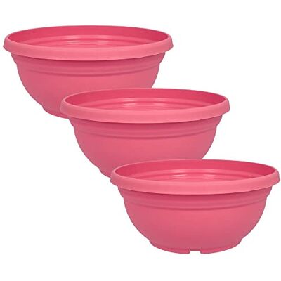 MePla 3 Stück Pflanzschale Orion mit Bodenloch ø19 cm, Pink, wetterfest aus UV-beständigem Kunststoff MePla 3 Stück Pflanzschale Orion mit Bodenloch ø19 cm, Pink, wetterfest aus UV-beständigem Kunststoff