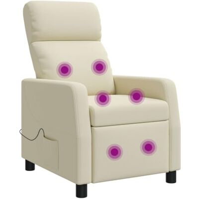 vidaXL Massage Relaxsessel Creme Kunstleder vidaXL Massage Relaxsessel Creme Kunstleder