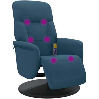 vidaXL Massagesessel mit Fußteil Blau Samt vidaXL Massagesessel mit Fußteil Blau Samt