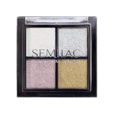 Semilac Nail Art Chrom Pulver Palette 01 – 4 Metallic-Pigmente Weiß, Silber, Roségold & Gold für Spiegel- & Liquid Metal Effekt Semilac Nail Art Chrom Pulver Palette 01 – 4 Metallic-Pigmente Weiß, Silber, Roségold & Gold für Spiegel- & Liquid Metal Effekt