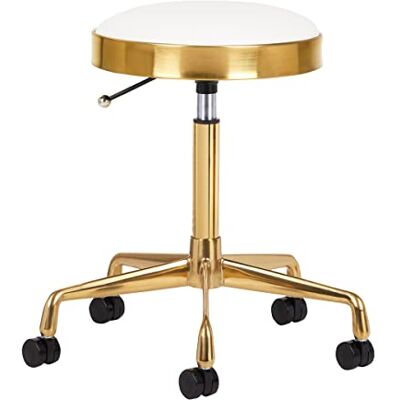 ACTIVESHOP Kosmetikhocker Friseurhocker Arbeitshocker Rollhocker Drehhocker H7 Gold Weiss ACTIVESHOP Kosmetikhocker Friseurhocker Arbeitshocker Rollhocker Drehhocker H7 Gold Weiss