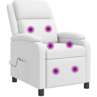 vidaXL Massage Relaxsessel Weiß Kunstleder vidaXL Massage Relaxsessel Weiß Kunstleder