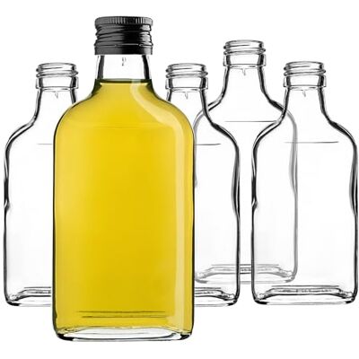 KADAX 10er Set Flachmann 200ml, kleine Glasflaschen mit Schraubverschluss, Fläschchen, leere Flaschen zum Befüllen, mini Likörflaschen, Schnapsflaschen (Schwarz) KADAX 10er Set Flachmann 200ml, kleine Glasflaschen mit Schraubverschluss, Fläschchen, leere Flaschen zum Befüllen, mini Likörflaschen, Schnapsflaschen (Schwarz)