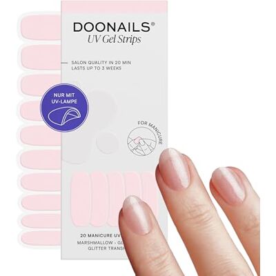 Doonails ® UV Gel Strips Marshmallow Zartrosa mit Schimmer – Nagelfolie UV härtend, 20 Strips für 2 Maniküren – Halt bis zu 14 Tage, HEMA-frei & vegan Doonails ® UV Gel Strips Marshmallow Zartrosa mit Schimmer – Nagelfolie UV härtend, 20 Strips für 2 Maniküren – Halt bis zu 14 Tage, HEMA-frei & vegan