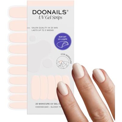 Doonails ® UV Gel Strips Cheesecake Cremiges Weiß – Nagelfolie UV härtend, 20 Strips für 2 Maniküren – Halt bis zu 14 Tage, HEMA-frei & vegan Doonails ® UV Gel Strips Cheesecake Cremiges Weiß – Nagelfolie UV härtend, 20 Strips für 2 Maniküren – Halt bis zu 14 Tage, HEMA-frei & vegan