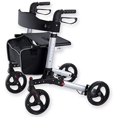 GIMA Stylish klappbare Gehhilfe, leichtgewichtige Struktur aus Aluminium, gepolsterter Sitz aus Nylon, nach oben ziehender Riemen, 43164 GIMA Stylish klappbare Gehhilfe, leichtgewichtige Struktur aus Aluminium, gepolsterter Sitz aus Nylon, nach oben ziehender Riemen, 43164