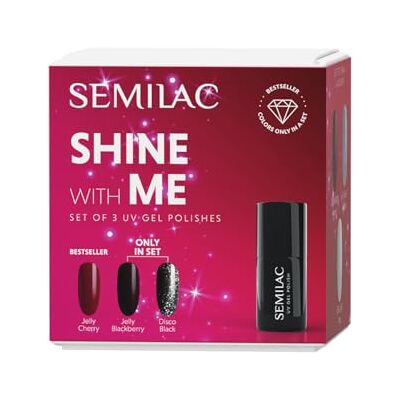 Semilac Shine With Me Set – 958 Jelly Blackberry, 959 Disco Black & 592 Jelly Cherry UV-Nagellack 7ml – Limitierte Edition, Jelly & Flash Effekte Semilac Shine With Me Set – 958 Jelly Blackberry, 959 Disco Black & 592 Jelly Cherry UV-Nagellack 7ml – Limitierte Edition, Jelly & Flash Effekte