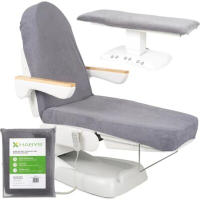 HABYS Kosmetikliege Bezug für Massageliegen und Kosmetikstühle (Grau) 240 g/m² Velours, Liegenbezug 185–204 × 57–71 cm, Massageliegenbezug mit Gummizug und Schnüren HABYS Kosmetikliege Bezug für Massageliegen und Kosmetikstühle (Grau) 240 g/m² Velours, Liegenbezug 185–204 × 57–71 cm, Massageliegenbezug mit Gummizug und Schnüren