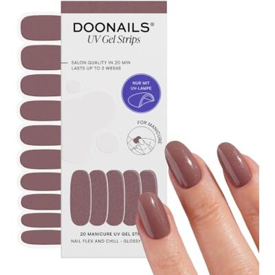 Doonails ® UV Gel Strips Nail-Flex & Chill Beige-Rosé mit Glitzer – Nagelfolie UV härtend, 20 Strips für 2 Maniküren – Halt bis zu 14 Tage, HEMA-frei & vegan Doonails ® UV Gel Strips Nail-Flex & Chill Beige-Rosé mit Glitzer – Nagelfolie UV härtend, 20 Strips für 2 Maniküren – Halt bis zu 14 Tage, HEMA-frei & vegan