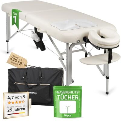 HABYS Massageliege Klappbar aus Alu mit 2 Zonen 185×60cm, Vera Massage Liege U-Form für Sitzendes, Ultraleicht Massagetisch mit Tragetasche, Massagebett bis 250 kg, Weiß HABYS Massageliege Klappbar aus Alu mit 2 Zonen 185×60cm, Vera Massage Liege U-Form für Sitzendes, Ultraleicht Massagetisch mit Tragetasche, Massagebett bis 250 kg, Weiß