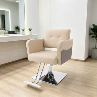 ZNLLQZN Friseurstuhl Hydraulisch, Salonstuhl mit Fußstütze, Stylingstuhl, Beige 10cm Einstellbarer Höhen, großzügiger Rückenlehne & bequemen Armlehnen, für Friseursalon, Beauty Studio und Spa-Zentren ZNLLQZN Friseurstuhl Hydraulisch, Salonstuhl mit Fußstütze, Stylingstuhl, Beige 10cm Einstellbarer Höhen, großzügiger Rückenlehne & bequemen Armlehnen, für Friseursalon, Beauty Studio und Spa-Zentren