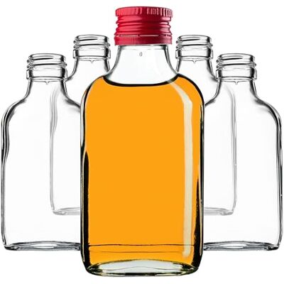KADAX 10er Set Flachmann 100ml, kleine Glasflaschen mit Schraubverschluss, Fläschchen, Leere Flaschen zum Befüllen, mini Likörflaschen, Schnapsflaschen (Rot) KADAX 10er Set Flachmann 100ml, kleine Glasflaschen mit Schraubverschluss, Fläschchen, Leere Flaschen zum Befüllen, mini Likörflaschen, Schnapsflaschen (Rot)