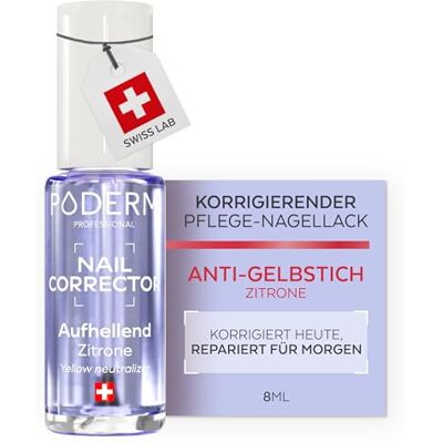 PODERM Korrigierender & Perfektionierender Pflege-Nagellack – Zitronen-De-Yellowing 8 ML – Stellt Klarheit für gelbe und verfärbte Nägel wieder her Entwickelt von einem Podologen in der Schweiz PODERM Korrigierender & Perfektionierender Pflege-Nagellack – Zitronen-De-Yellowing 8 ML – Stellt Klarheit für gelbe und verfärbte Nägel wieder her Entwickelt von einem Podologen in der Schweiz