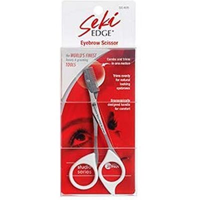 Edge SS-605 Made in Japan Augenbrauen-Trimmer mit Kamm 120 mm Beauty-Schere mit integriertem Kamm Für einhändiges Kürzen Edelstahlkamm & Edelstahlklingen, ABS-Griff Edge SS-605 Made in Japan Augenbrauen-Trimmer mit Kamm 120 mm Beauty-Schere mit integriertem Kamm Für einhändiges Kürzen Edelstahlkamm & Edelstahlklingen, ABS-Griff