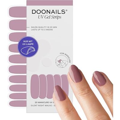 Doonails ® UV Gel Strips Silent Night Mauve Kühles Mauve – Nagelfolie UV härtend, 20 Strips für 2 Maniküren – Halt bis zu 14 Tage, HEMA-frei & vegan Doonails ® UV Gel Strips Silent Night Mauve Kühles Mauve – Nagelfolie UV härtend, 20 Strips für 2 Maniküren – Halt bis zu 14 Tage, HEMA-frei & vegan