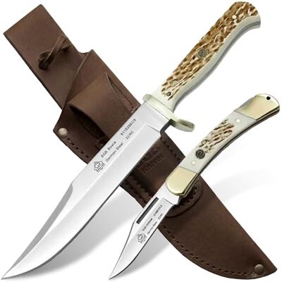 Puma – Bowie & Whitetail Kombi Bowie- & Jagdtaschenmesser im Set Klingen aus deutschem Stahl 1.4116-55-57 HRC Griffe aus POM Commando Stag inkl. Kombi-Lederscheide (Art.Nr.: 61610396CS) Puma – Bowie & Whitetail Kombi Bowie- & Jagdtaschenmesser im Set Klingen aus deutschem Stahl 1.4116-55-57 HRC Griffe aus POM Commando Stag inkl. Kombi-Lederscheide (Art.Nr.: 61610396CS)
