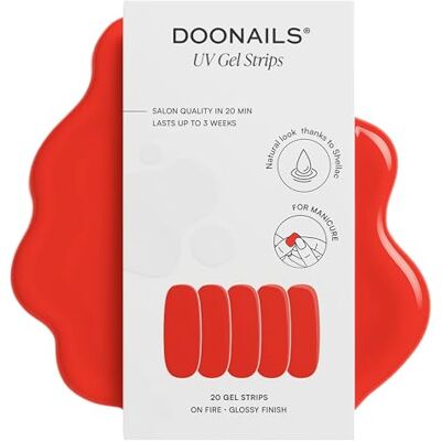 Doonails ® UV Gel Strips – Selbstklebende Nagelfolien für Gel Nägel zuhause – bis zu 3 Wochen Halt – 20 Strips in 10 Größen – Rot (On Fire) Doonails ® UV Gel Strips – Selbstklebende Nagelfolien für Gel Nägel zuhause – bis zu 3 Wochen Halt – 20 Strips in 10 Größen – Rot (On Fire)