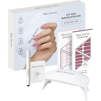 Miss Sophie Original UV Starterset I Selbstklebende UV Nagelfolien I Nagelaufkleber in Rosewood Love & Rose Babyboomer I Kein Absplittern I Langer Halt I Schnelle & einfache Anwendung Miss Sophie Original UV Starterset I Selbstklebende UV Nagelfolien I Nagelaufkleber in Rosewood Love & Rose Babyboomer I Kein Absplittern I Langer Halt I Schnelle & einfache Anwendung