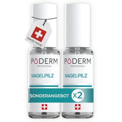 PODERM 2er Pack Nagelpilz Behandlung Serum Revitalisiert die Nägel 100% Natürlich mit Vitamin E & Zitrone Swiss Made Entwickelt von einem Podologen PODERM 2er Pack Nagelpilz Behandlung Serum Revitalisiert die Nägel 100% Natürlich mit Vitamin E & Zitrone Swiss Made Entwickelt von einem Podologen