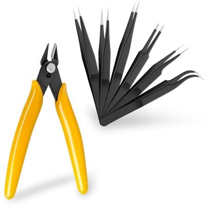 Goobay 74095 Pinzette 6er Set + Präzision Seitenschneider/Pinzetten und Zange als Uhrenwerkzeug, Modellbau Werkzeug und Kleinstreparaturen/Klein Tool Set/Präparierbesteck/Rostfreier Edelstahl Goobay 74095 Pinzette 6er Set + Präzision Seitenschneider/Pinzetten und Zange als Uhrenwerkzeug, Modellbau Werkzeug und Kleinstreparaturen/Klein Tool Set/Präparierbesteck/Rostfreier Edelstahl