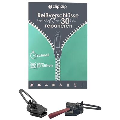 Clip&Zip Reparatur Schieber Nylon Zipper (Schwarz, 5) Clip&Zip Reparatur Schieber Nylon Zipper (Schwarz, 5)