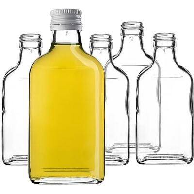 KADAX 10er Set Flachmann 200ml, kleine Glasflaschen mit Schraubverschluss, Fläschchen, leere Flaschen zum Befüllen, mini Likörflaschen, Schnapsflaschen (Weiß) KADAX 10er Set Flachmann 200ml, kleine Glasflaschen mit Schraubverschluss, Fläschchen, leere Flaschen zum Befüllen, mini Likörflaschen, Schnapsflaschen (Weiß)