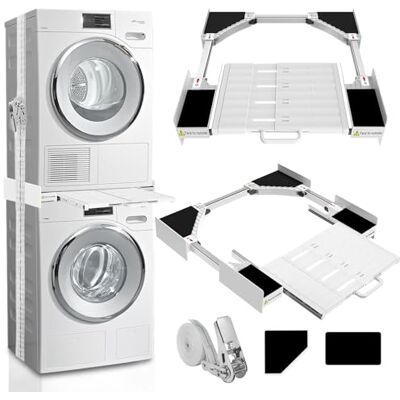 Kiss Zwischenbaurahmen Trockner Waschmaschine Verbindungsrahmen Waschmaschine Trockner Universell, Stapelset mit Abnehmbares Regalbrett für alle Marken mit Breite von 53-68cm Kiss Zwischenbaurahmen Trockner Waschmaschine Verbindungsrahmen Waschmaschine Trockner Universell, Stapelset mit Abnehmbares Regalbrett für alle Marken mit Breite von 53-68cm