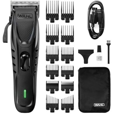 Wahl Fast Clip Haarschneidemaschine, Akku, 0,8–25 mm, 60 Min. Laufzeit Verstellbarer Schwenkarm, Komplette Haarschnitte zu Hause, LED-Ladeanzeige, Kämme für glatte Schnitte, Aufladen über USB-C Wahl Fast Clip Haarschneidemaschine, Akku, 0,8–25 mm, 60 Min. Laufzeit Verstellbarer Schwenkarm, Komplette Haarschnitte zu Hause, LED-Ladeanzeige, Kämme für glatte Schnitte, Aufladen über USB-C
