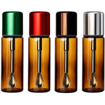 OiwMuOck Portables Fläschchen für ätherische UV-schützendes Braunglas Dosierer mit extra langem Teleskop Löffel, kein Pulver bleibt zurück Auslaufsicherer Deckel für Tasche & Reise OiwMuOck Portables Fläschchen für ätherische UV-schützendes Braunglas Dosierer mit extra langem Teleskop Löffel, kein Pulver bleibt zurück Auslaufsicherer Deckel für Tasche & Reise
