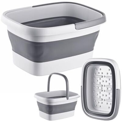 Relaxdays Fußbadewanne, faltbar, Noppen, Henkel, grau/weiß HxBxT: 23 x 42,5 x 32,5 cm, Wanne für Fußbad, Fußpflege Relaxdays Fußbadewanne, faltbar, Noppen, Henkel, grau/weiß HxBxT: 23 x 42,5 x 32,5 cm, Wanne für Fußbad, Fußpflege