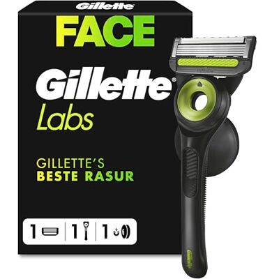 Gillette Labs Herrenrasierer, mit 1 Nachfüllpackung, Schwarz Wiederverwendbarer Griff aus Metall, Ersatzpatrone mit scharfen Klingen, flexibler Kopf, effektive Rasur, FlexDisc 2D Gillette Labs Herrenrasierer, mit 1 Nachfüllpackung, Schwarz Wiederverwendbarer Griff aus Metall, Ersatzpatrone mit scharfen Klingen, flexibler Kopf, effektive Rasur, FlexDisc 2D