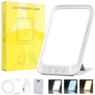 NIKYJM Tageslichtlampe 20000 Lux, Lichttherapielampe mit 3 Farbtemperaturen 10 Helligkeitsstufen und 6 Timer, UV-freie LED Lichttherapielampe Tageslicht, Touch-Control Sonnenlicht Lampe NIKYJM Tageslichtlampe 20000 Lux, Lichttherapielampe mit 3 Farbtemperaturen 10 Helligkeitsstufen und 6 Timer, UV-freie LED Lichttherapielampe Tageslicht, Touch-Control Sonnenlicht Lampe