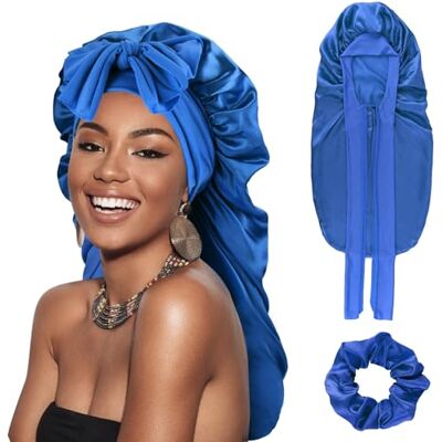 DRESHOW Lange Satin Zopfhaube für Damen Seidenhaube zum Schlafen Schlafmütze mit Elastischem Band Nachtmütze für Lange Lockiges Haar Locs DRESHOW Lange Satin Zopfhaube für Damen Seidenhaube zum Schlafen Schlafmütze mit Elastischem Band Nachtmütze für Lange Lockiges Haar Locs