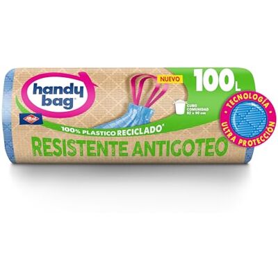 Handy Bag Müllbeutel, 100 l, extra robust, tropffrei, 8 Beutel, 100% recyceltes Material Handy Bag Müllbeutel, 100 l, extra robust, tropffrei, 8 Beutel, 100% recyceltes Material
