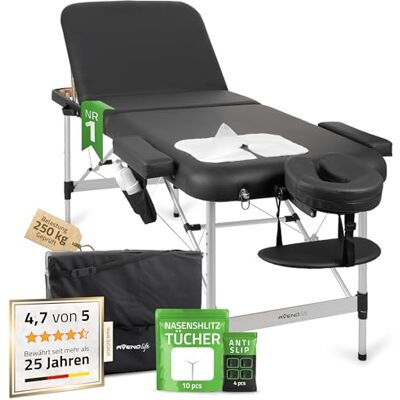 HABYS Massageliege Klappbar aus Alu mit 3 Zonen 185×70cm, Adele Kosmetikliege Klappbar Verstellbarer Rückenlehne 55°, Massagetisch mit Tragetasch, Massagebett bis 250 kg, Statische 900 kg HABYS Massageliege Klappbar aus Alu mit 3 Zonen 185×70cm, Adele Kosmetikliege Klappbar Verstellbarer Rückenlehne 55°, Massagetisch mit Tragetasch, Massagebett bis 250 kg, Statische 900 kg