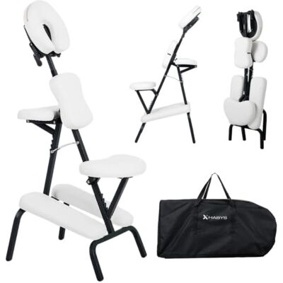 HABYS Massagestuhl Klappbar Flexo, Massage Stuhl mit Tragetasche (Weiß) Tattoostuhl Höhenverstellbar 92–112cm, Therapiestuhl mit Verstellbarer Bruststütze Armablage Kopfstütze Sitz, bis 150kg HABYS Massagestuhl Klappbar Flexo, Massage Stuhl mit Tragetasche (Weiß) Tattoostuhl Höhenverstellbar 92–112cm, Therapiestuhl mit Verstellbarer Bruststütze Armablage Kopfstütze Sitz, bis 150kg