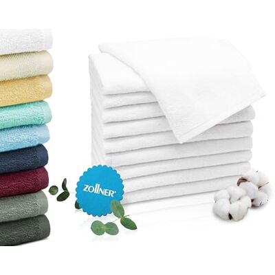 ZOLLNER 10er Set Gästehandtücher in 30x50 cm saugstarke und weiche Gästetücher in weiß mit praktischem Aufhänger waschbar bis 95°C Baumwolle Hotelqualität ZOLLNER 10er Set Gästehandtücher in 30x50 cm saugstarke und weiche Gästetücher in weiß mit praktischem Aufhänger waschbar bis 95°C Baumwolle Hotelqualität
