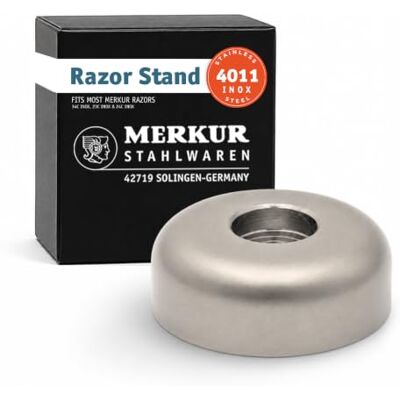 MERKUR Rasierständer INOX 4011 rutschfest Edelstahl, satiniert passt für Rasierhobel 23 INOX, 24 INOX und 34 INOX Made in Germany MERKUR Rasierständer INOX 4011 rutschfest Edelstahl, satiniert passt für Rasierhobel 23 INOX, 24 INOX und 34 INOX Made in Germany