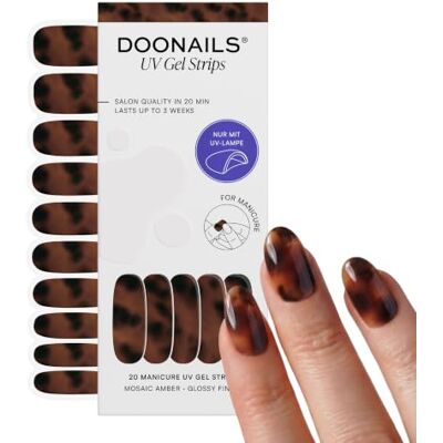 Doonails ® UV Gel Strips Mosaic Amber Tortoise Shell Braun – Nagelfolie UV härtend, 20 Strips für 2 Maniküren – Halt bis zu 14 Tage, HEMA-frei & vegan Doonails ® UV Gel Strips Mosaic Amber Tortoise Shell Braun – Nagelfolie UV härtend, 20 Strips für 2 Maniküren – Halt bis zu 14 Tage, HEMA-frei & vegan