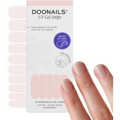 Doonails ® UV Gel Strips Cotton Nude 20 Stück Nagelfolie UV härtend, 2 Maniküren pro Pack, Halt bis 14 Tage, HEMA-frei & vegan – Nude Doonails ® UV Gel Strips Cotton Nude 20 Stück Nagelfolie UV härtend, 2 Maniküren pro Pack, Halt bis 14 Tage, HEMA-frei & vegan – Nude