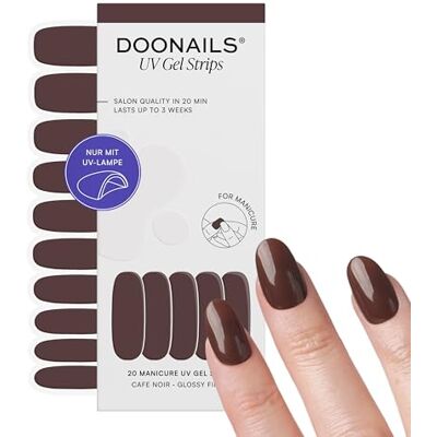 Doonails ® UV Gel Strips Cafe Noir Dunkelbraun – Nagelfolie UV härtend, 20 Strips für 2 Maniküren – Halt bis zu 14 Tage, HEMA-frei & vegan Doonails ® UV Gel Strips Cafe Noir Dunkelbraun – Nagelfolie UV härtend, 20 Strips für 2 Maniküren – Halt bis zu 14 Tage, HEMA-frei & vegan